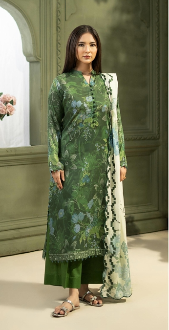 3 Pcs Unstitched Printed Lawn