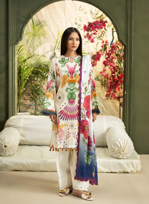 3 Pcs Unstitched Printed Lawn