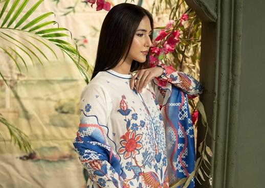 3 Pcs Unstitched Printed Lawn
