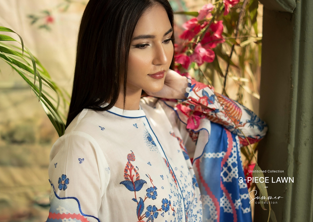 3 Pcs Unstitched Printed Lawn