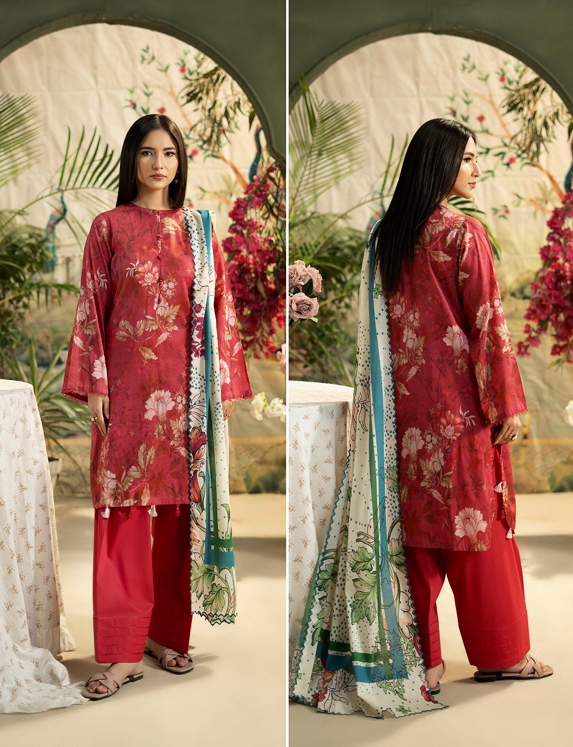 3 Pcs Unstitched Printed Lawn
