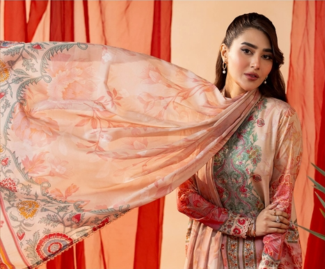 3Pcs Embroidered Lawn Embroidered lawn suit