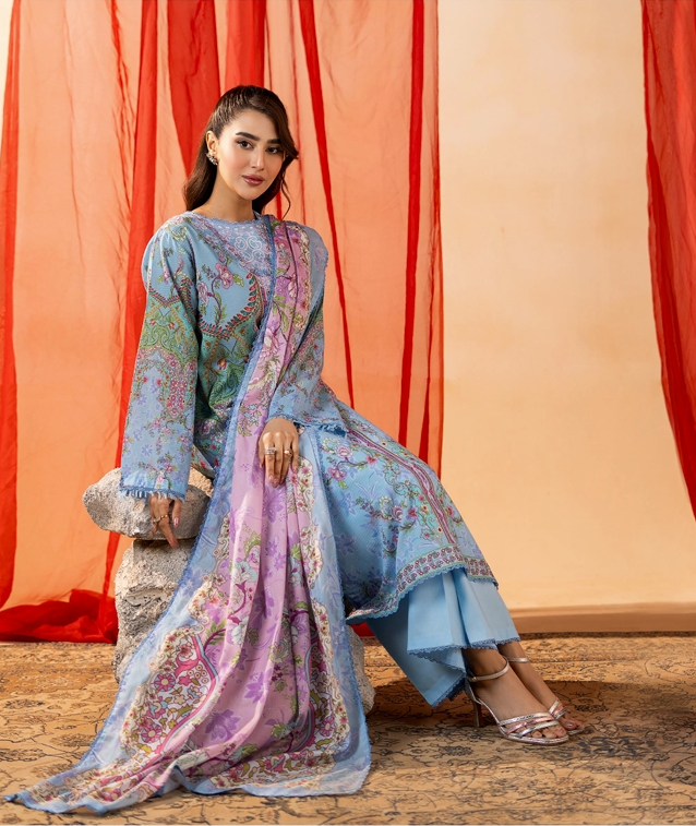 3Pcs Embroidered Lawn Embroidered lawn suit UNIQUE FABRICS